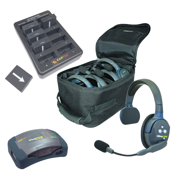 Eartec UltraLITE & HUB 6 person system Single Headsets