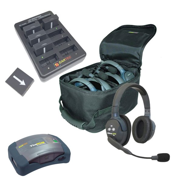 Eartec UltraLITE & HUB 7 person system w/ 7 Double Headsets