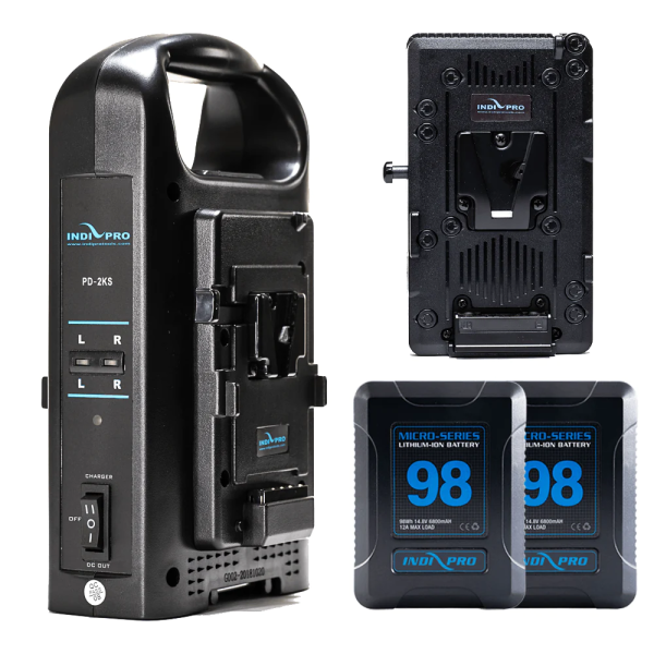 Indipro 2x Micro-Series 98Wh V-Mount Li-Ion Batteries Blackmagic URSA Kit