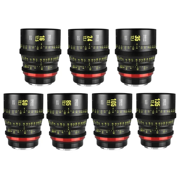 Meike Full Frame 7-Lens Kit EF Mount (16mm, 24mm,35mm,50mm,85mm,105mm,135mm, 7-Lens Case)